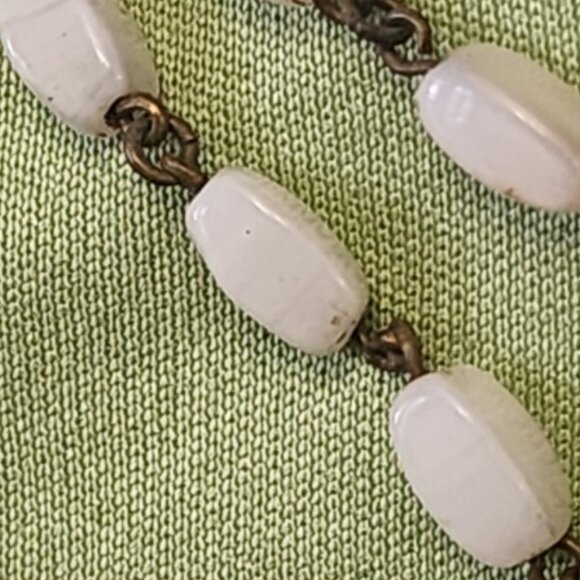 White oval  shaped-faceted white catholic rosary - Picture 3 of 6